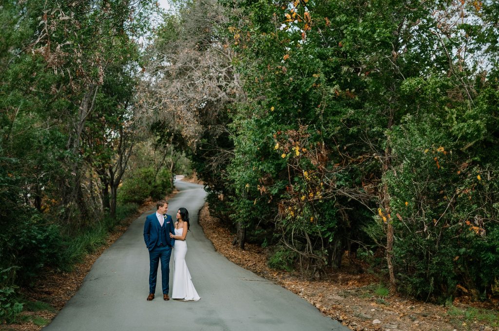 bride and groom happy on their wedding day at Gardener Ranch