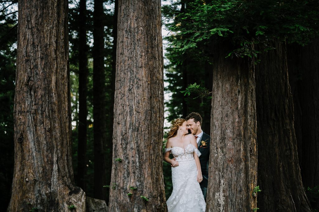 happy couple on their wedding day at The Mountain Terrace