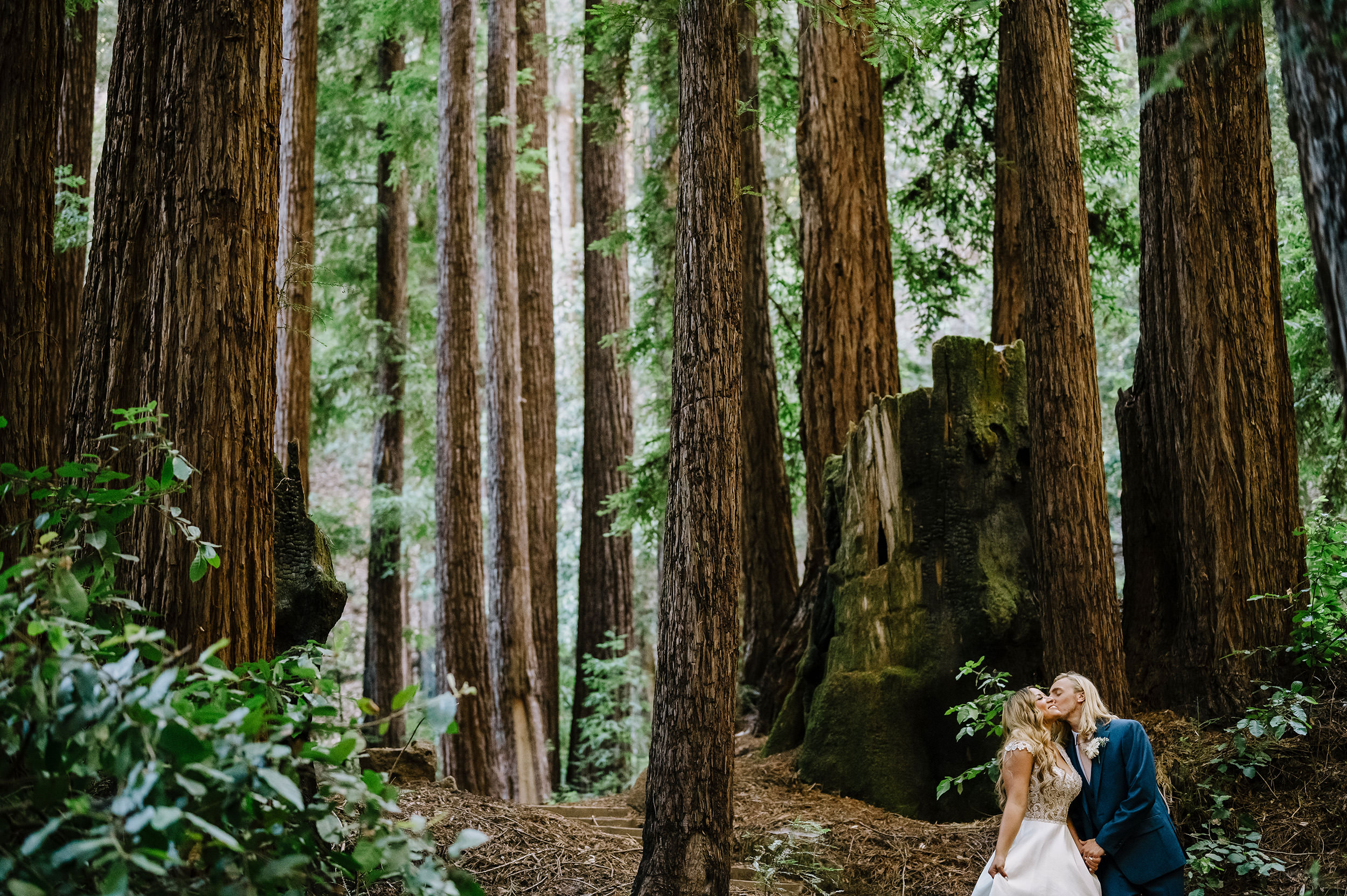 Bride and Groom at the waterfall lodge