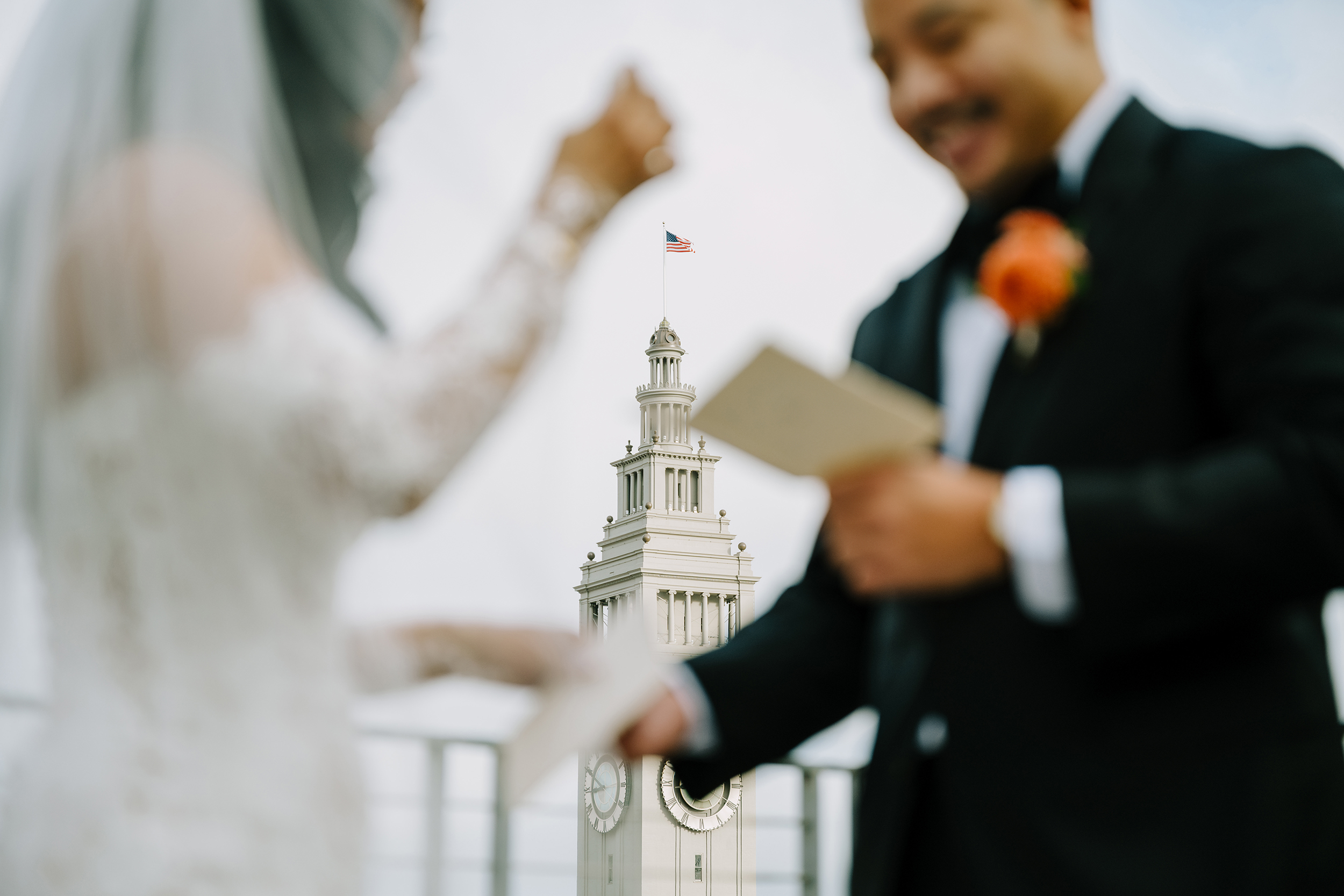 bride and groom exchange private vous before their city hall wedding